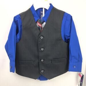Jonathan Strong Dress Shirt Vest Tie Blue Black 2 Toddler NWT